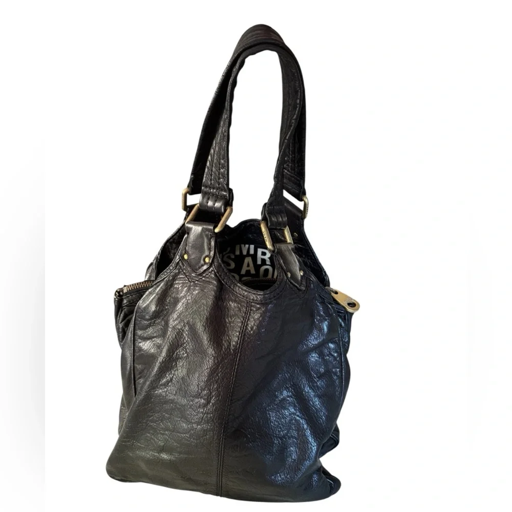 Elegant Black Leather Tote Bag